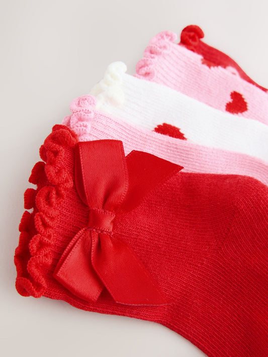 Red Bow Baby Socks 5 Pack (0mths-2yrs)