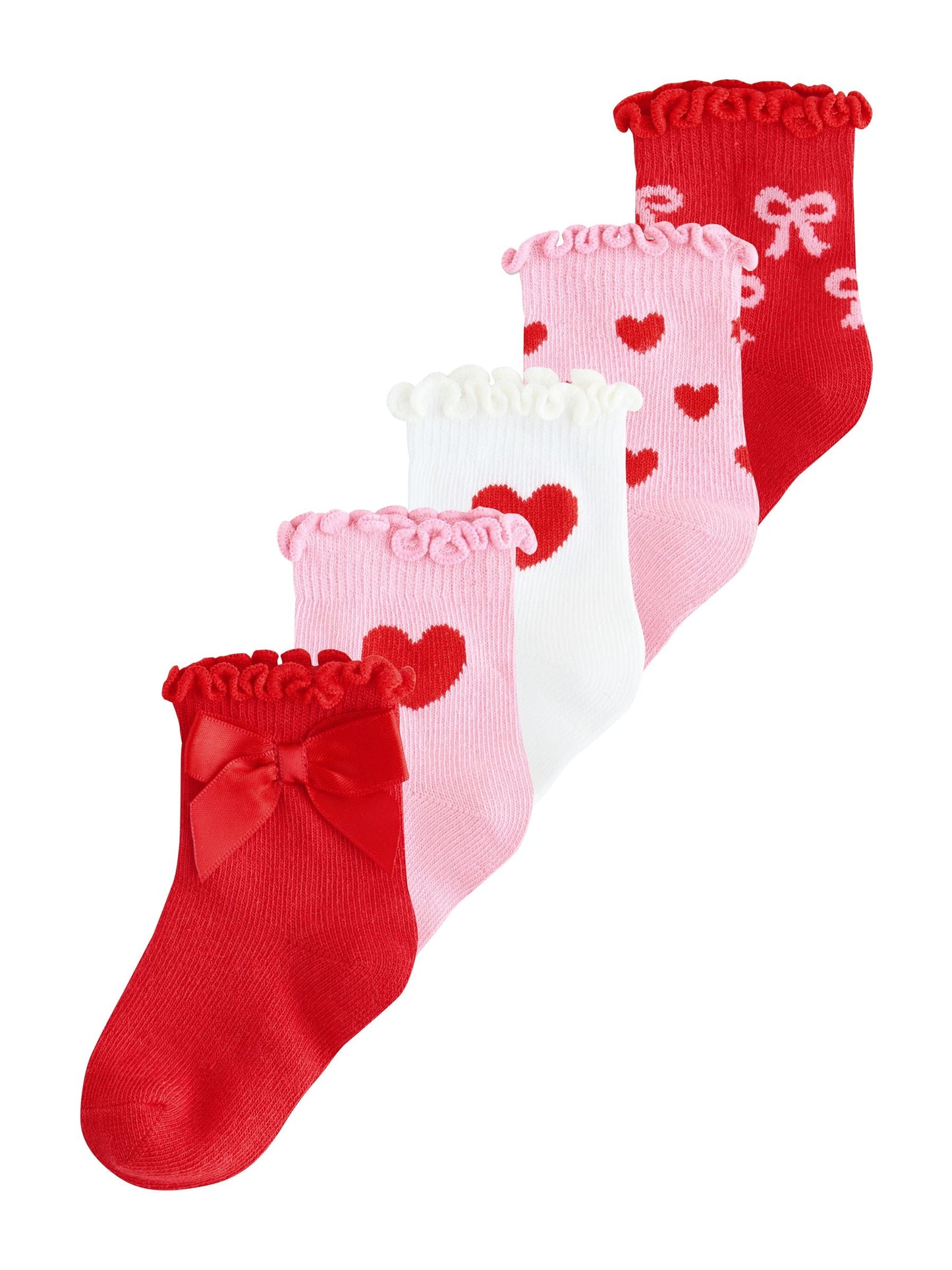 Red Bow Baby Socks 5 Pack (0mths-2yrs)