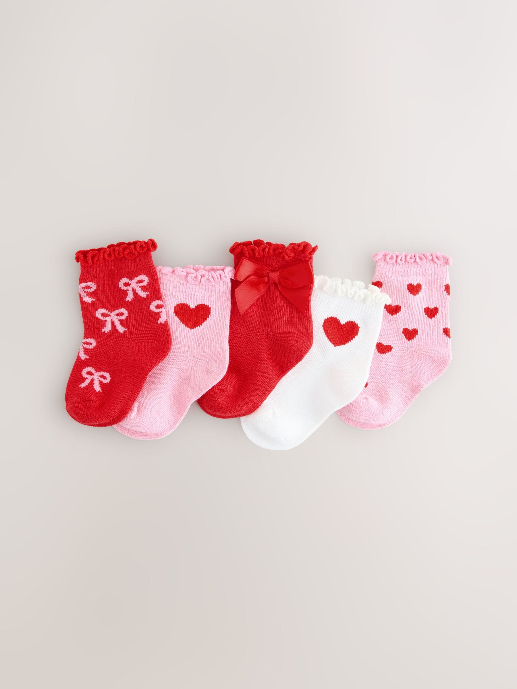 Red Bow Baby Socks 5 Pack (0mths-2yrs) image 1