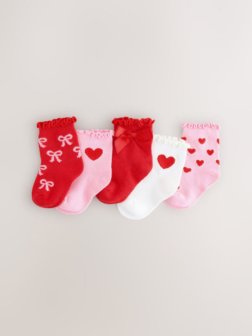 Red Bow Baby Socks 5 Pack (0mths-2yrs) image 1