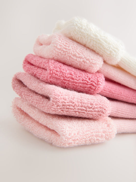 Pink Baby Towel Socks 5 Pack (0mths-2yrs) image 3