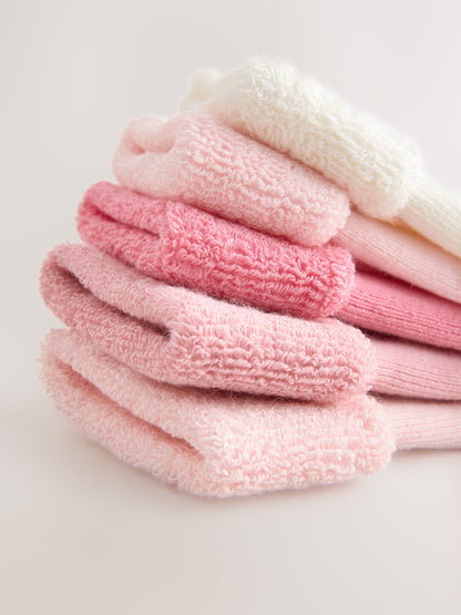 Pink Baby Towel Socks 5 Pack image 2