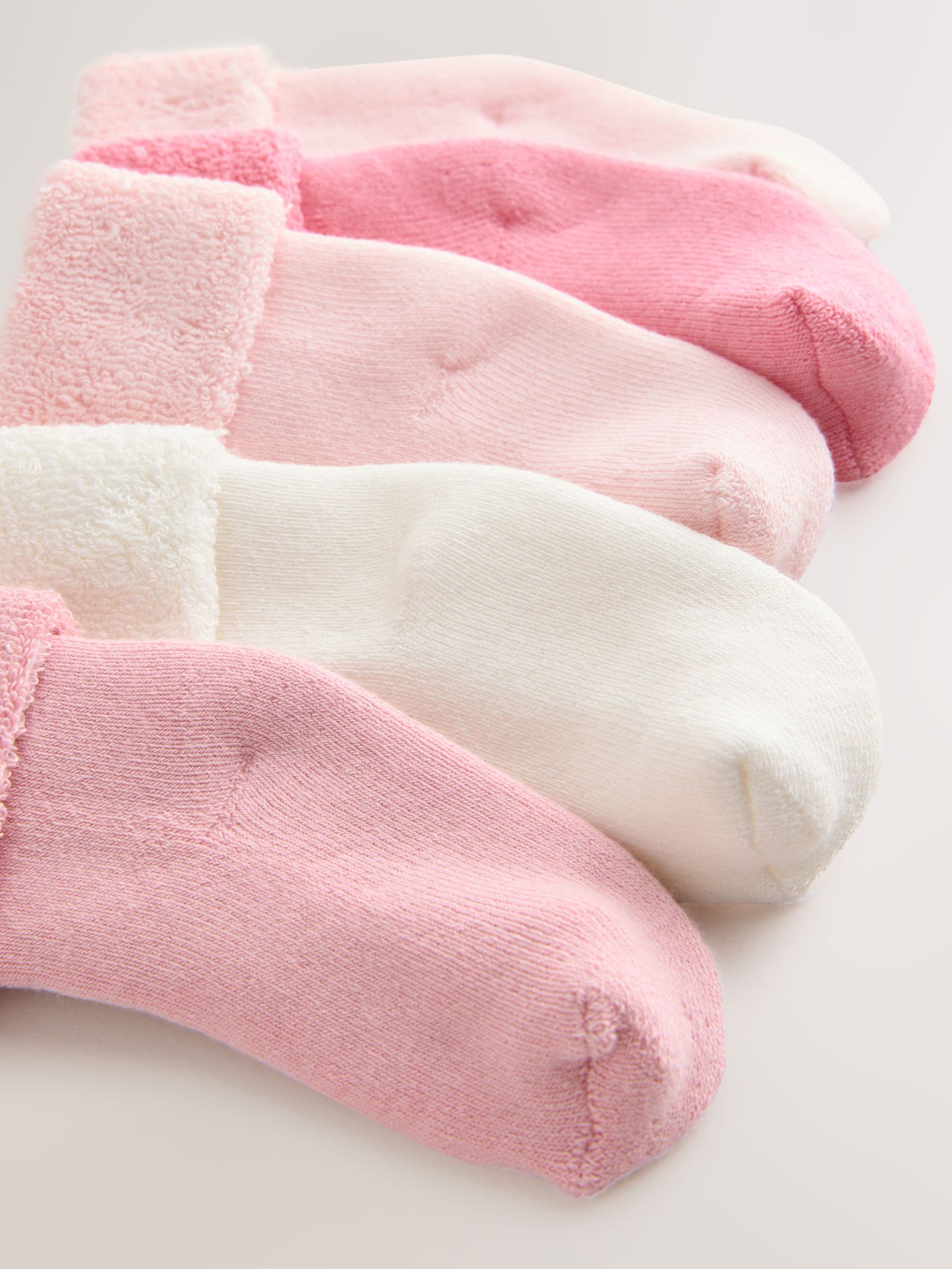 Pink Baby Towel Socks 5 Pack image 3