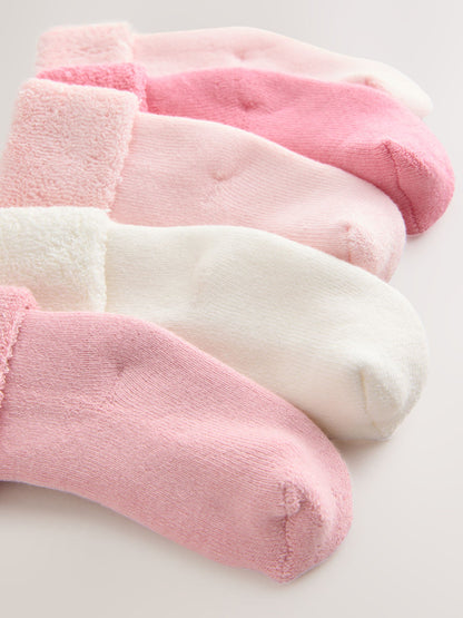 Pink Baby Towel Socks 5 Pack image 3