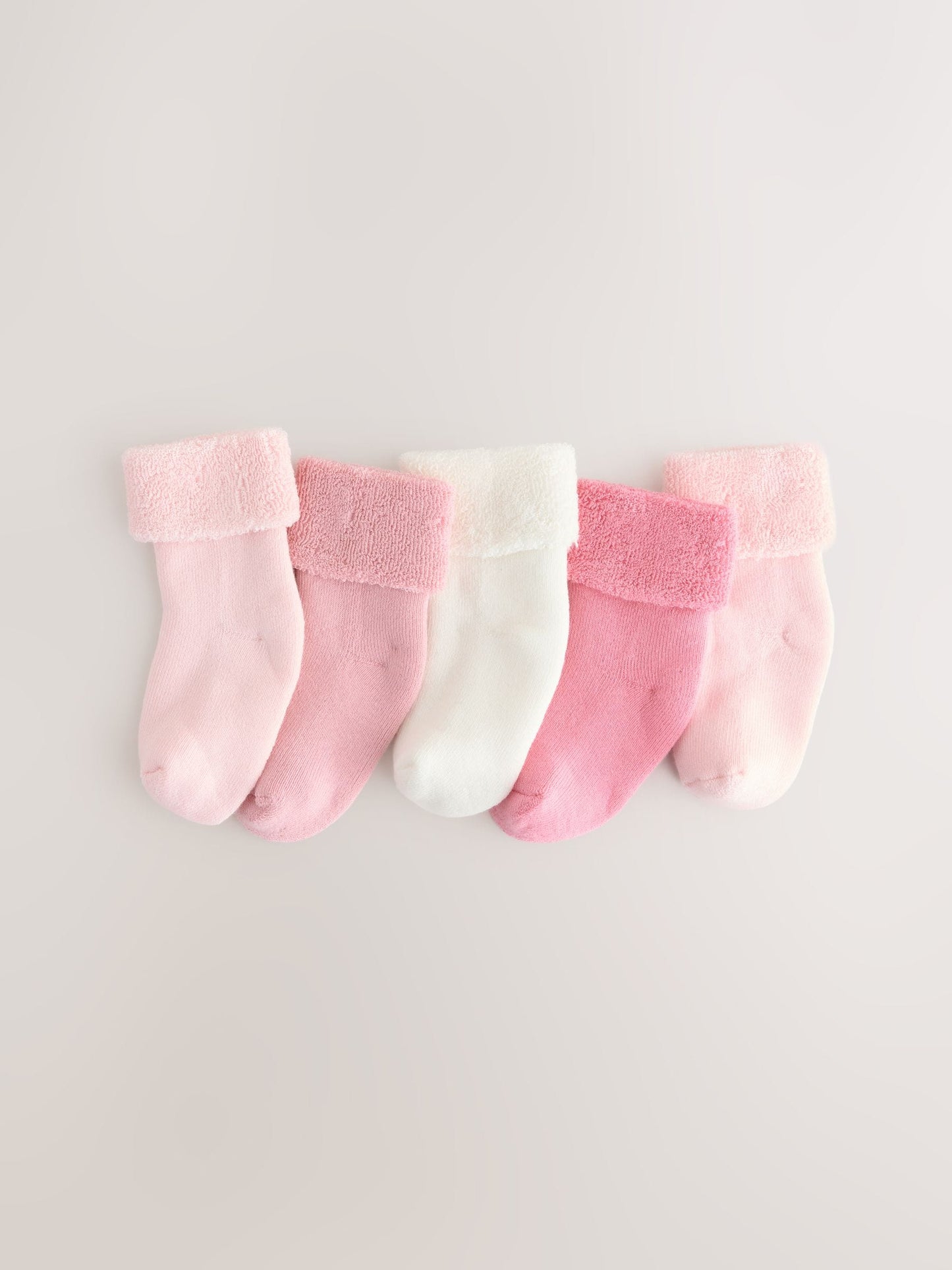 Pink Baby Towel Socks 5 Pack image 1