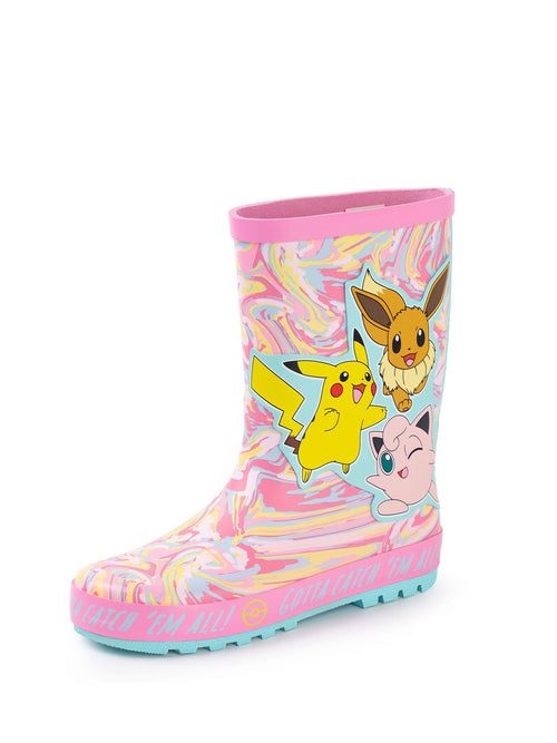 Vanilla Underground Pink Kids Pokemon Wellies with Handles image 1