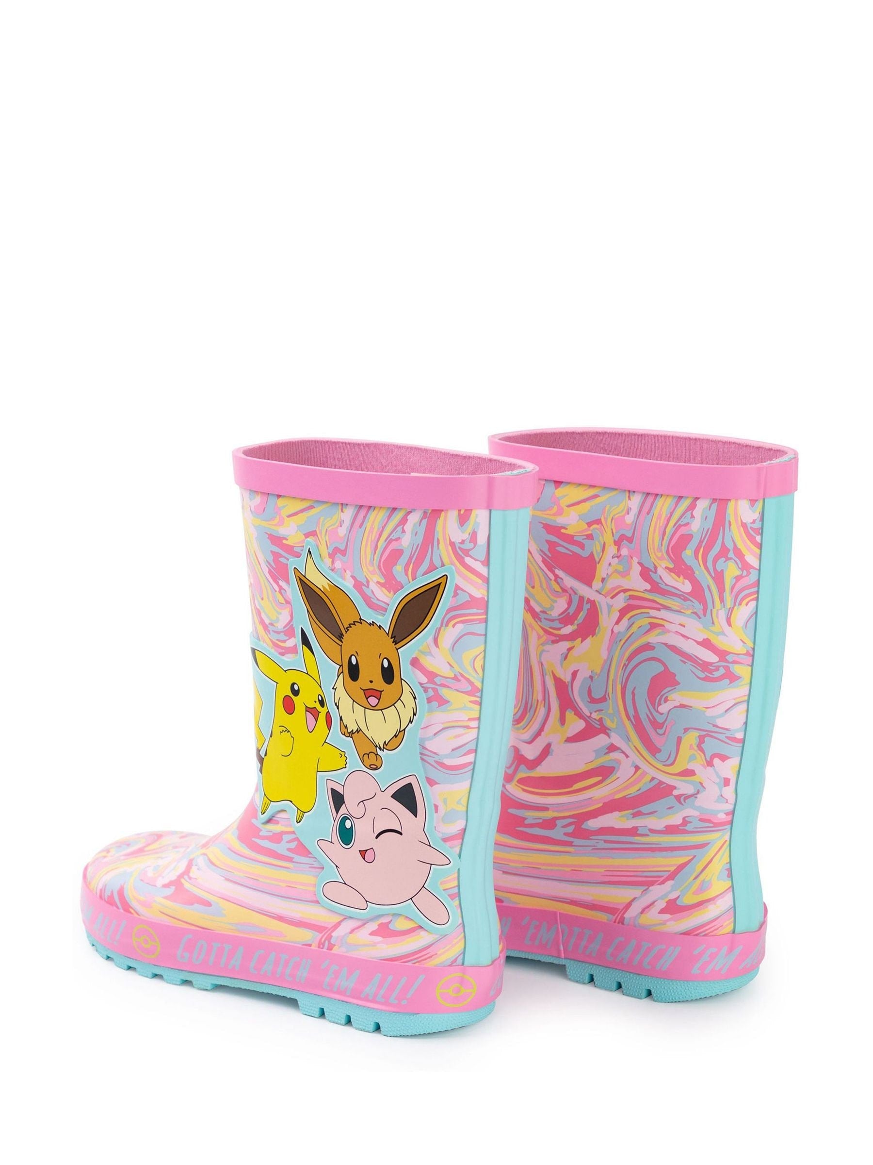 Vanilla Underground Pink Kids Pokemon Wellies with Handles image 3