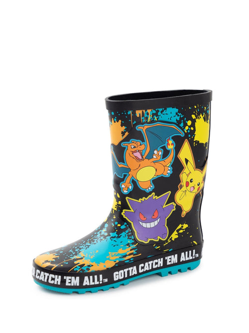 Vanilla Underground Black Kids Pokemon Wellies with Handles image 1