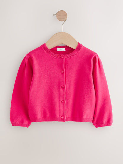 Raspberry Pink Pleated Sleeve Cardigan (3mths-10yrs)