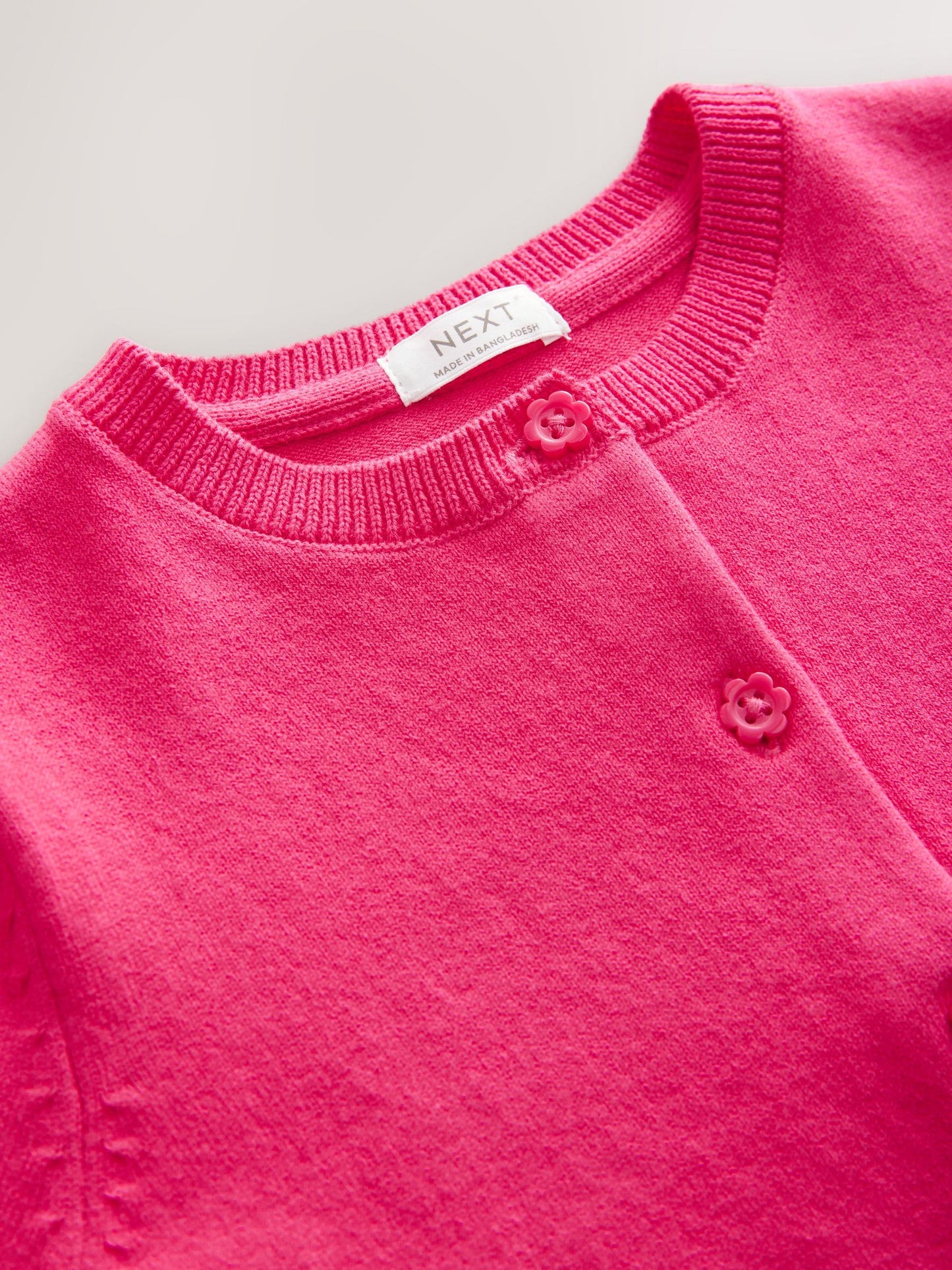 Raspberry Pink Pleated Sleeve Cardigan (3mths-10yrs)