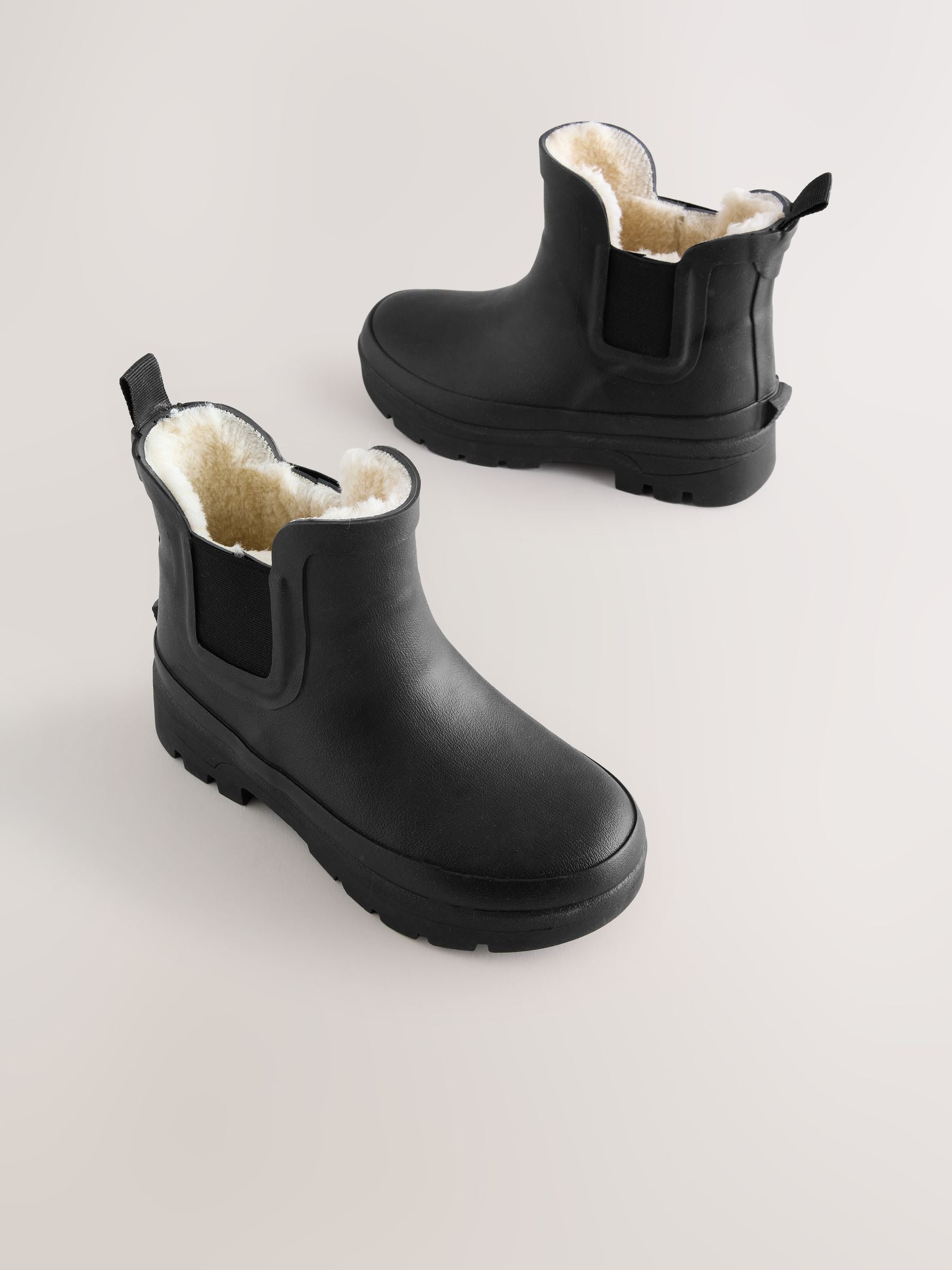 Black Warm Lined Ankle Wellies image 1
