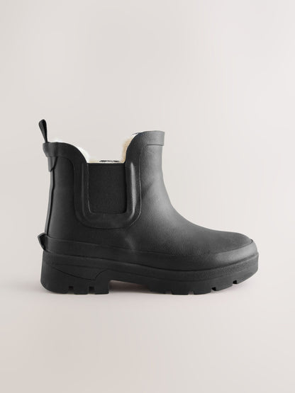Black Warm Lined Ankle Wellies image 2