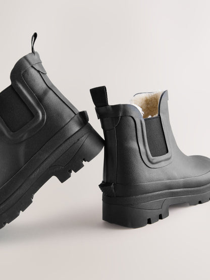 Black Warm Lined Ankle Wellies image 3