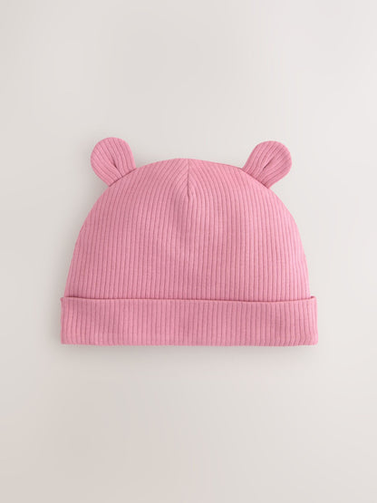 Pink 3 Pack Baby Beanies (0-18mths) image 4