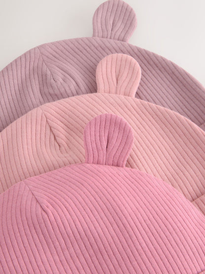 Pink 3 Pack Baby Beanies (0-18mths) image 5