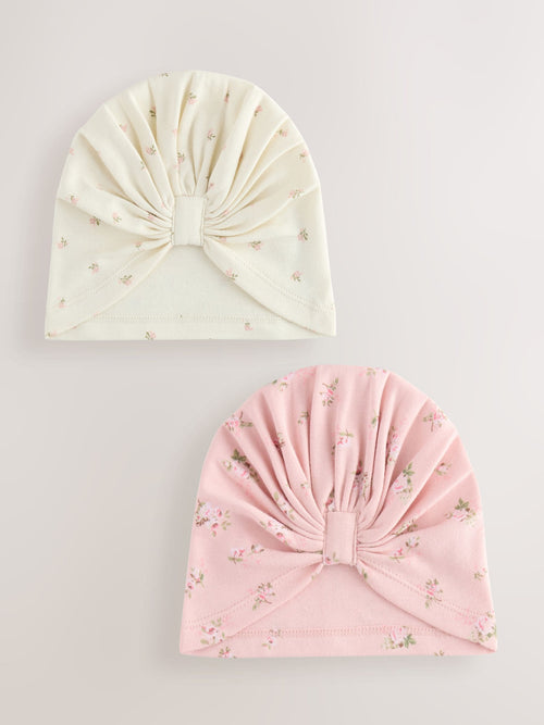Pink 2 Pack Baby Turbans (0-18mths) image 1