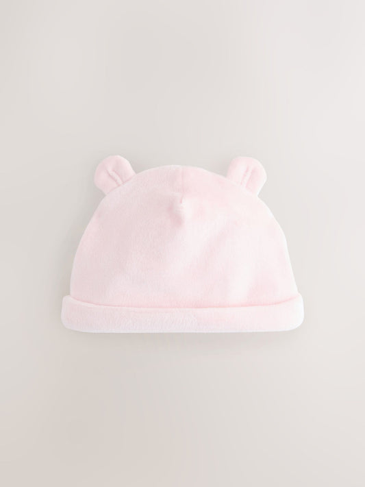 Pink Baby Velour Beanies 2 Pack (0-12mths)