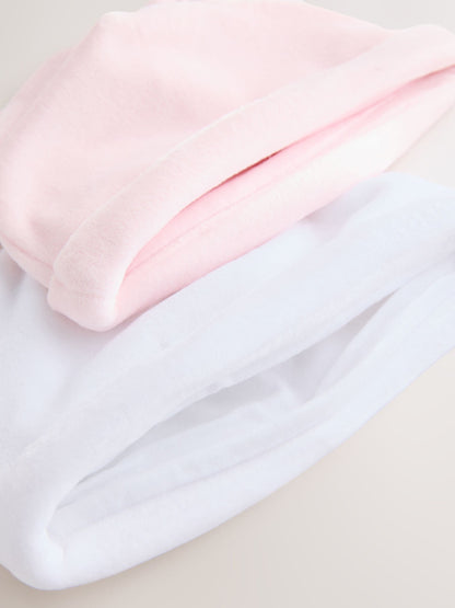 Pink Baby Velour Beanies 2 Pack (0-12mths)