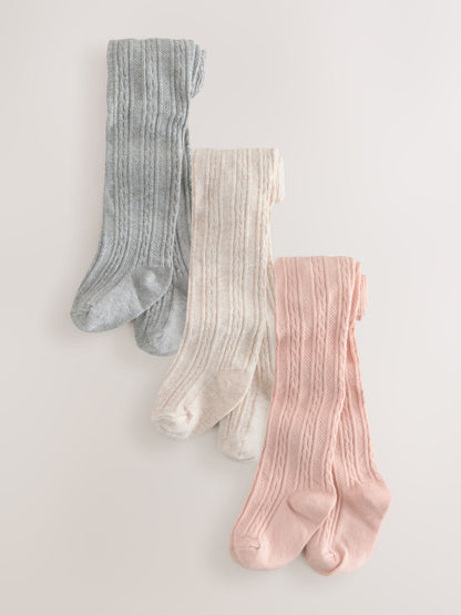 Pink Baby Tights 3 Pack (0mths-2yrs) image 1