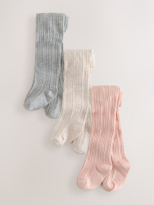 Pink Baby Tights 3 Pack (0mths-2yrs) image 1