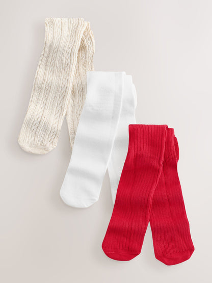 Red Neutral Baby Tights 3 Pack (0mths-2yrs)
