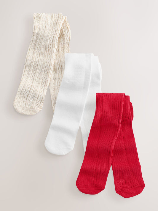 Red Neutral Baby Tights 3 Pack (0mths-2yrs)