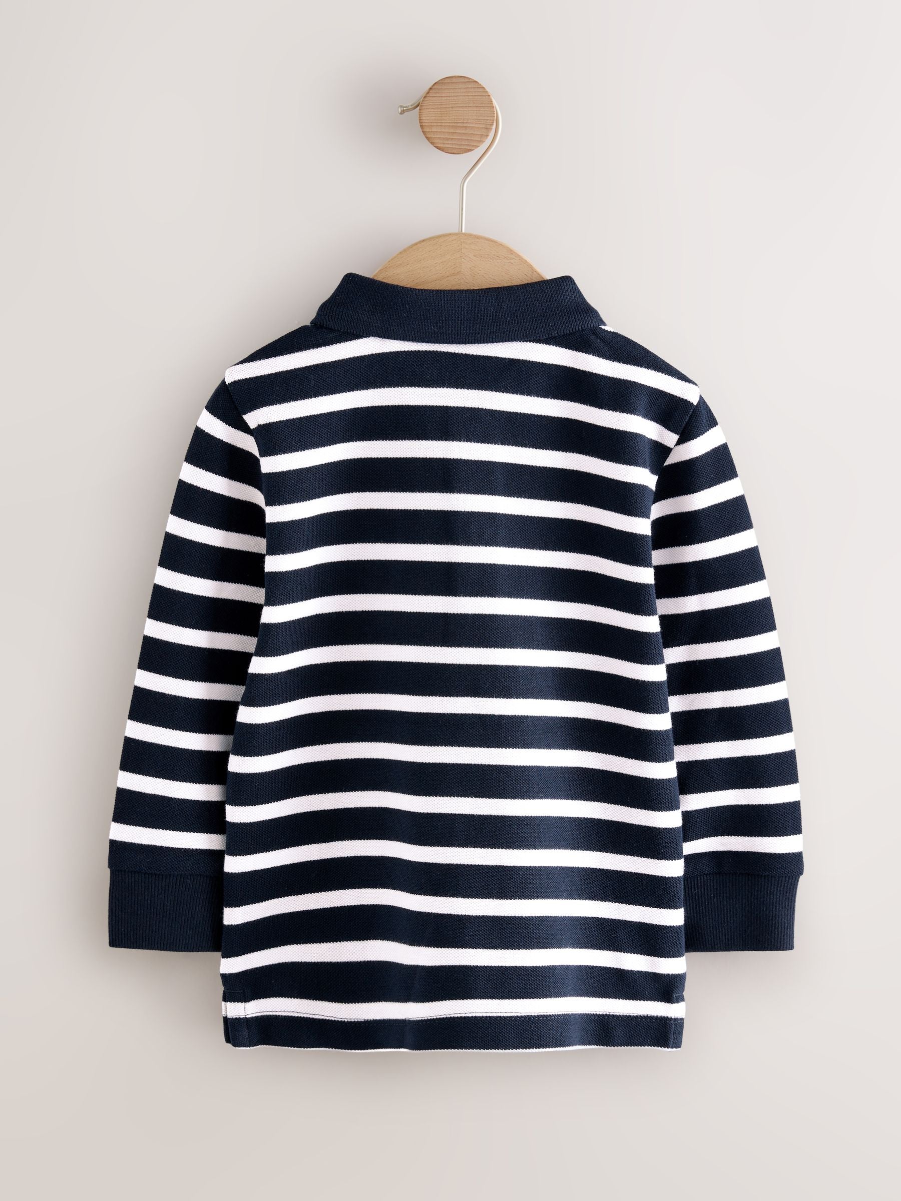Dsiney Kidz - Navy/White Striped Long Sleeve Polo Shirt (3mths-7yrs) image 5