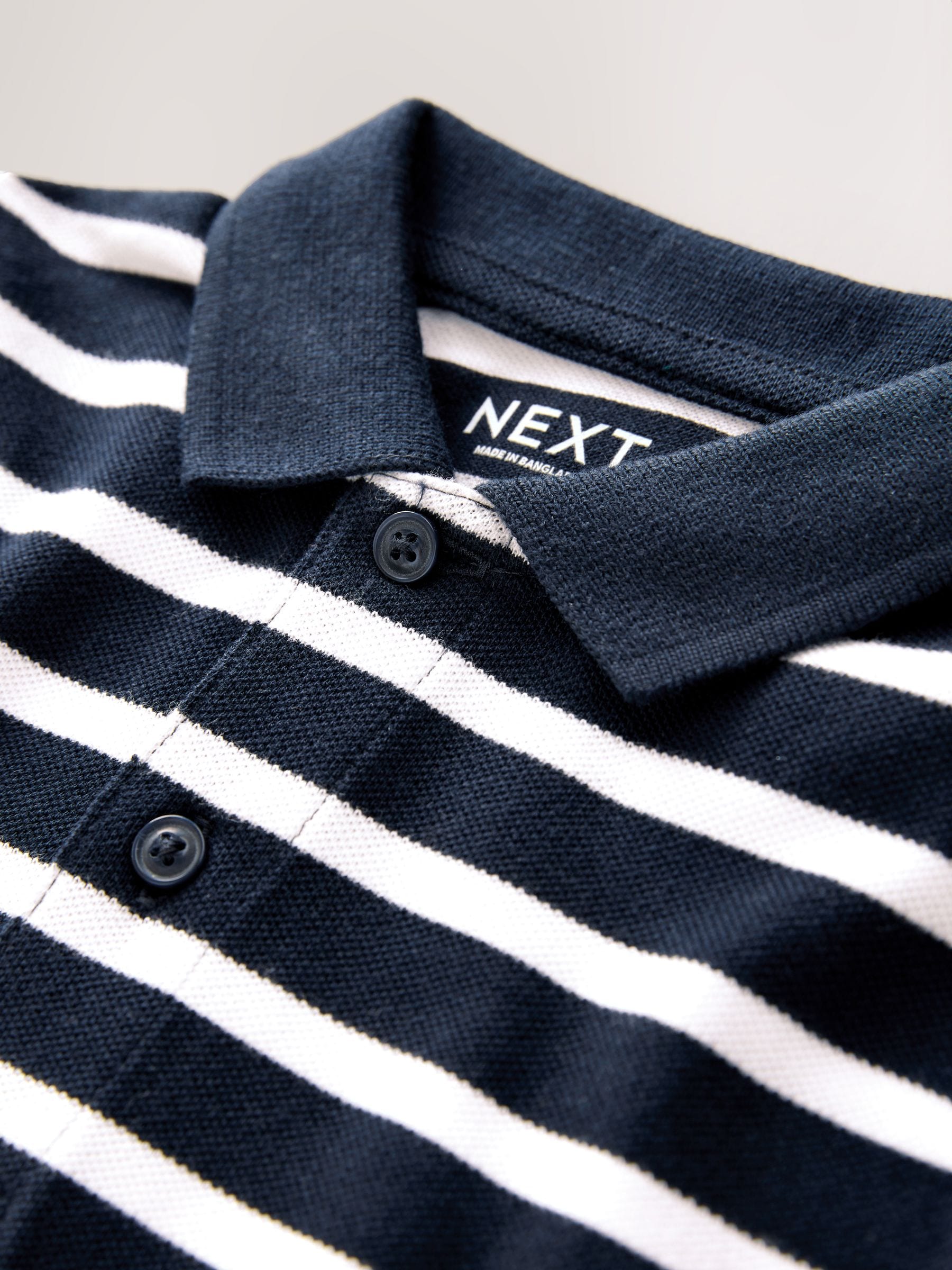 Dsiney Kidz - Navy/White Striped Long Sleeve Polo Shirt (3mths-7yrs) image 6
