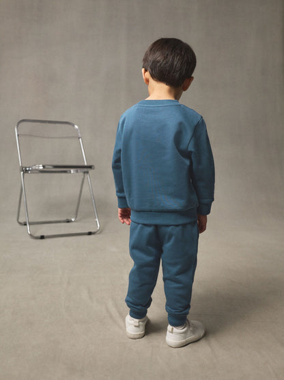 Teal Blue Plain Sweatshirt And Joggers Set (3mths-7yrs) image 2