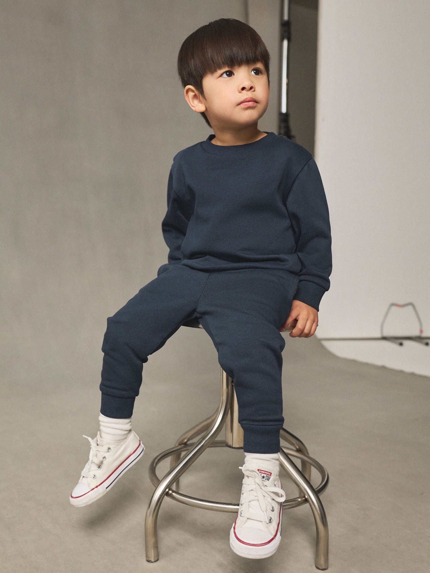 Navy Blue Plain Sweatshirt And Joggers Set (3mths-7yrs) image 3