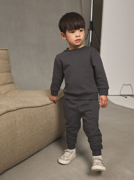 Charcoal Grey Plain Sweatshirt And Joggers Set (3mths-7yrs) image 1