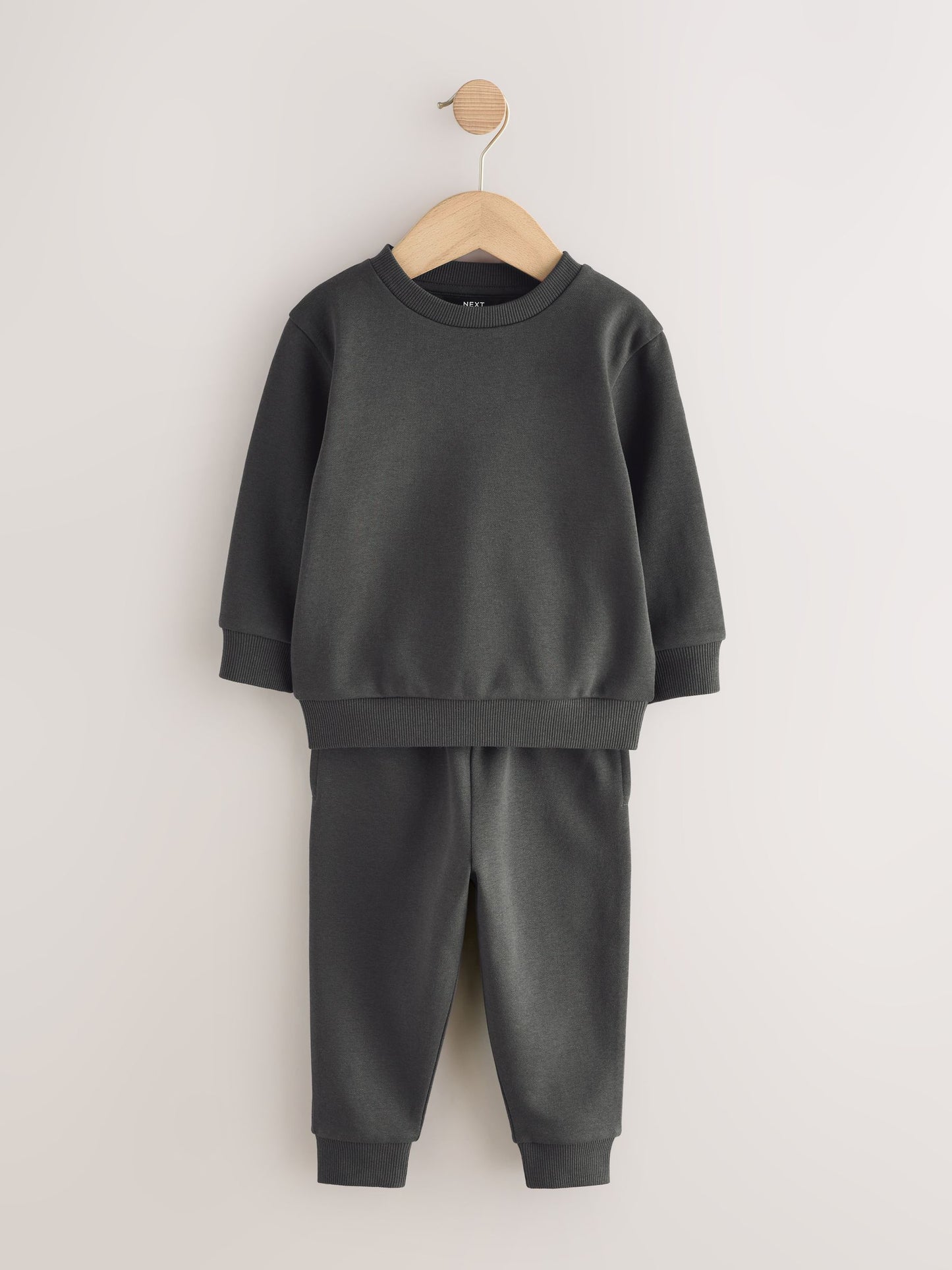 Charcoal Grey Plain Sweatshirt And Joggers Set (3mths-7yrs) image 4