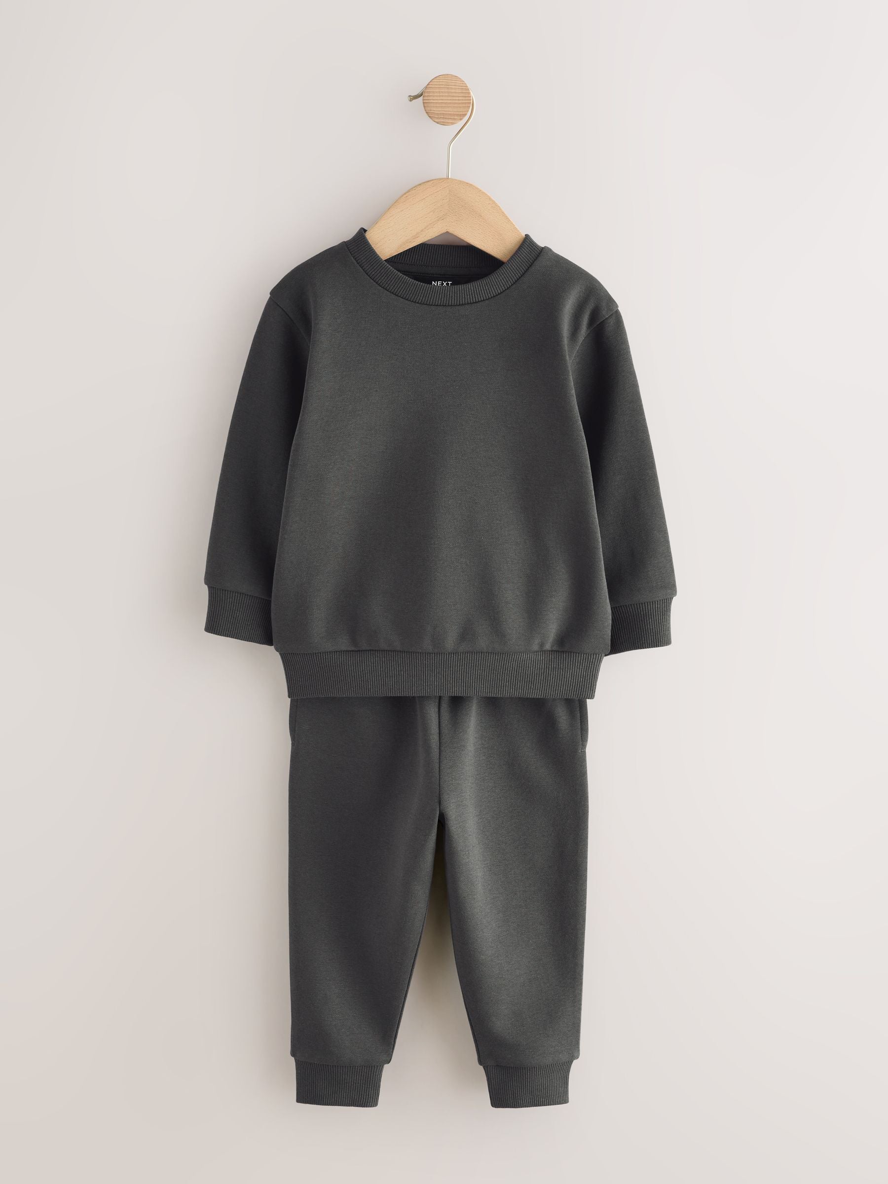 Charcoal Grey Plain Sweatshirt And Joggers Set (3mths-7yrs) image 4
