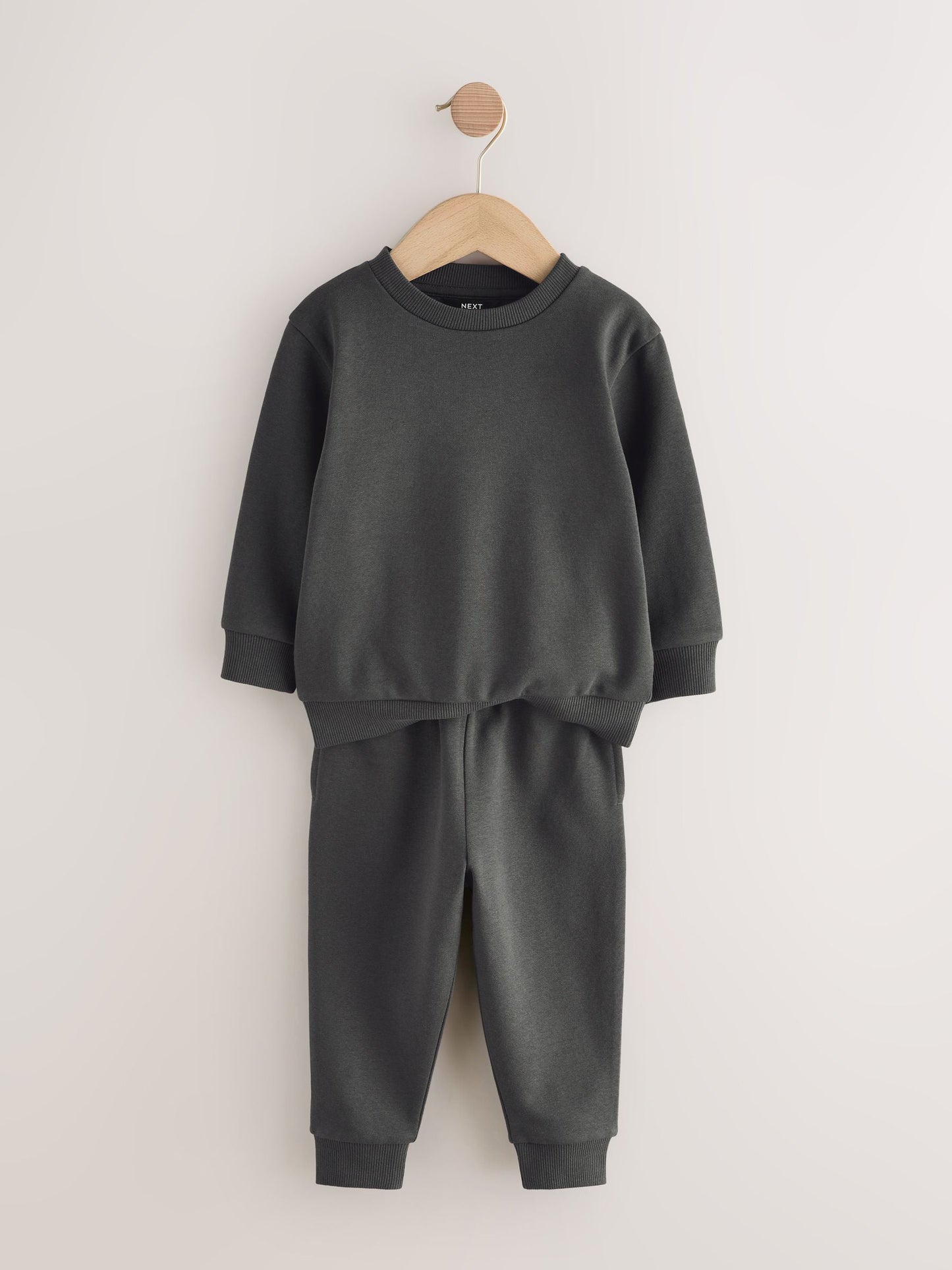 Charcoal Grey Plain Sweatshirt And Joggers Set (3mths-7yrs) image 5