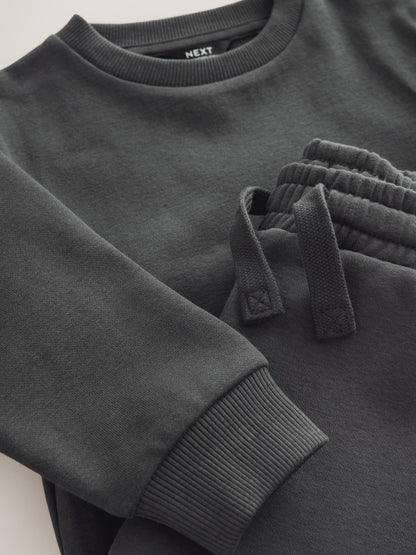 Charcoal Grey Plain Sweatshirt And Joggers Set (3mths-7yrs) image 8