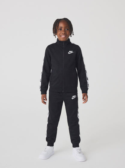 Nike Black Little Poly Full Zip Tape Logo Tracksuit Set image 1