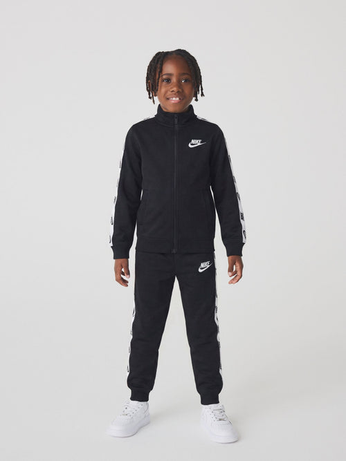 Dsiney Kidz - Nike Black Little Poly Full Zip Tape Logo Tracksuit Set image 1