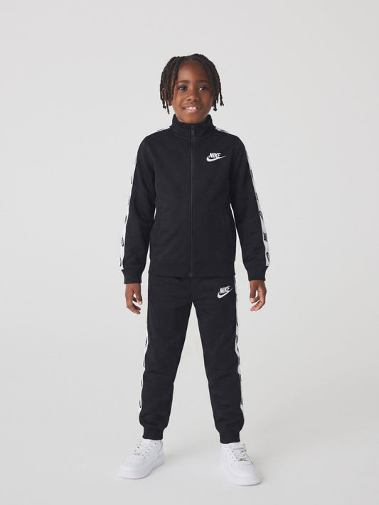 Dsiney Kidz - Nike Black Little Poly Full Zip Tape Logo Tracksuit Set image 1