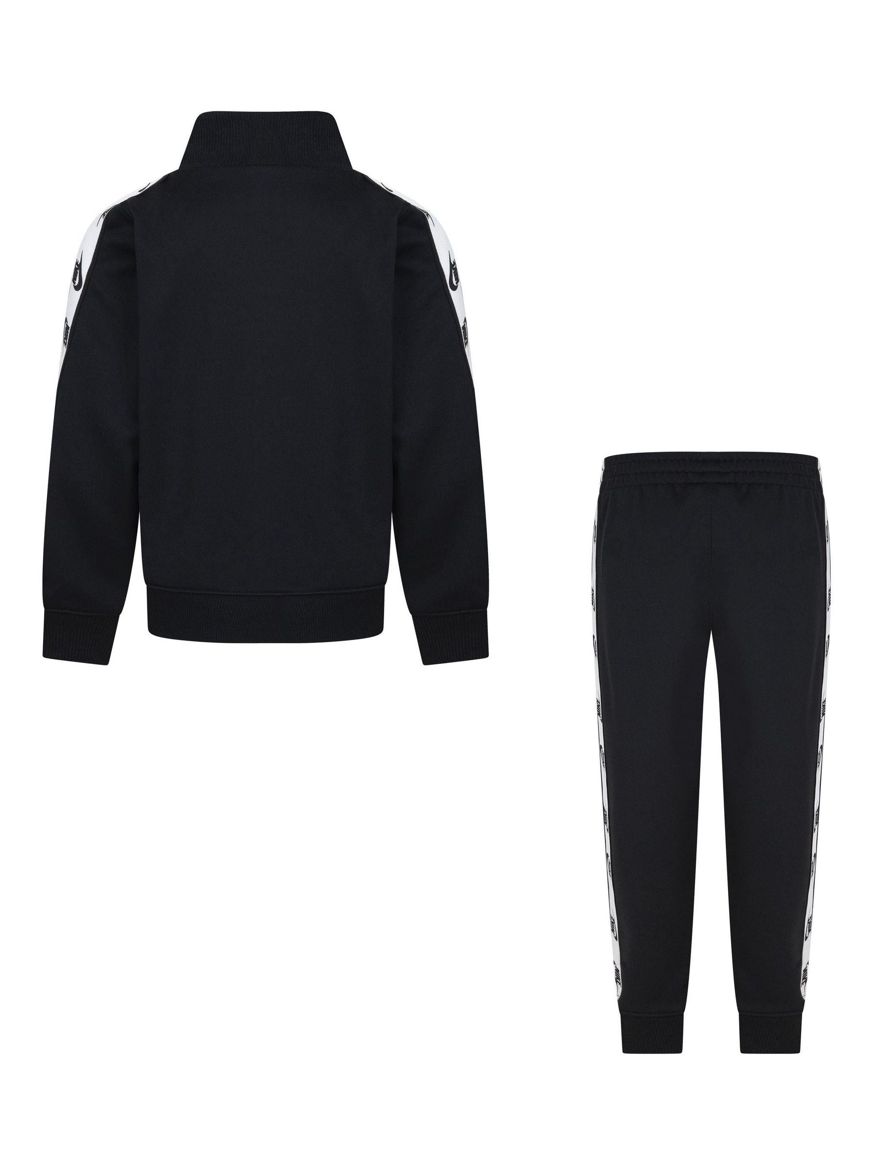 Nike Black Little Poly Full Zip Tape Logo Tracksuit Set image 3