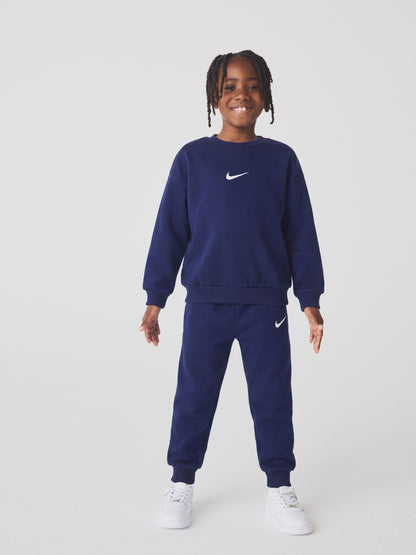 Nike Navy Little Kids Essential Marl Crew Tracksuit Set image 1