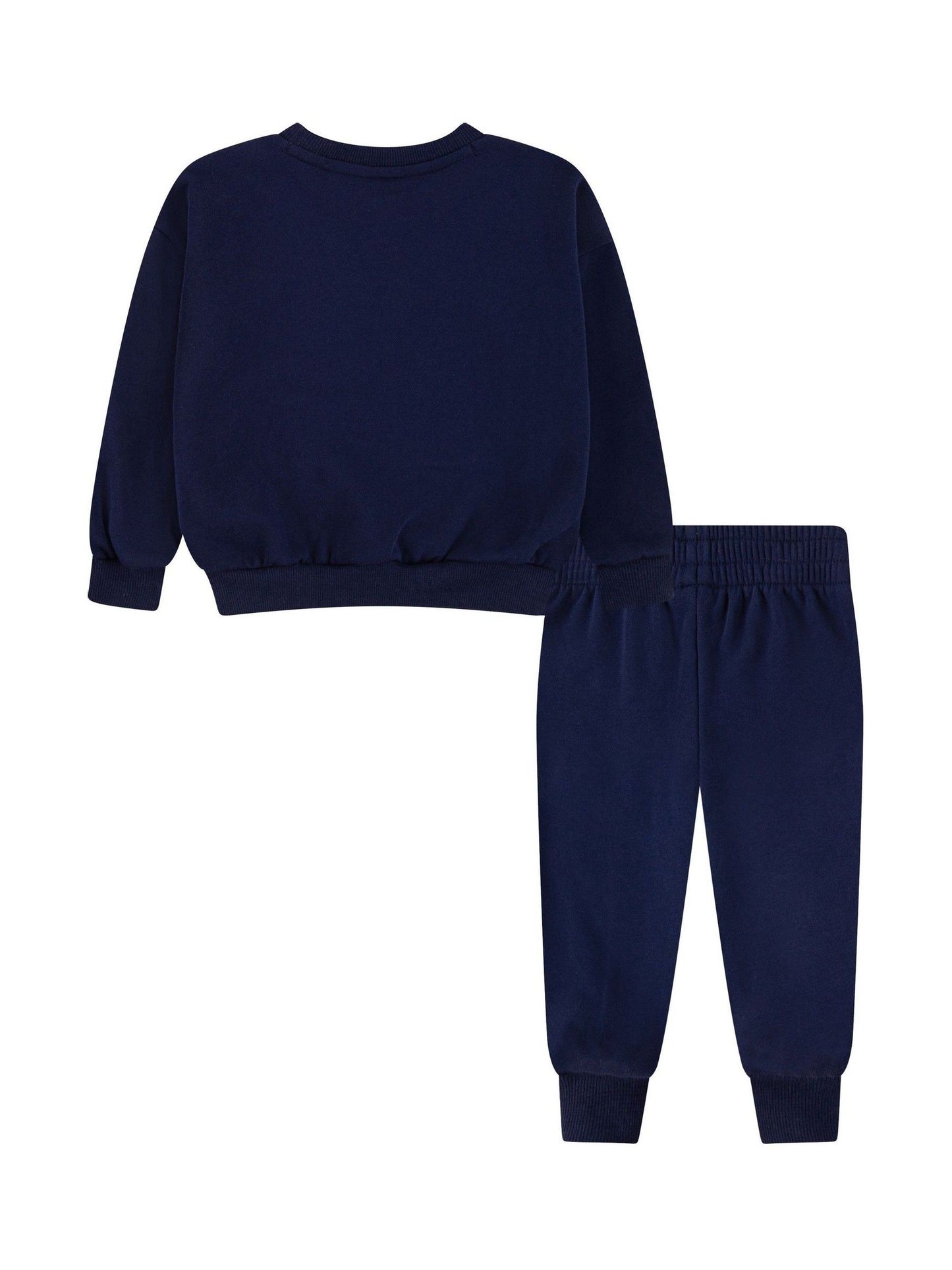 Nike Navy Little Kids Essential Marl Crew Tracksuit Set image 3