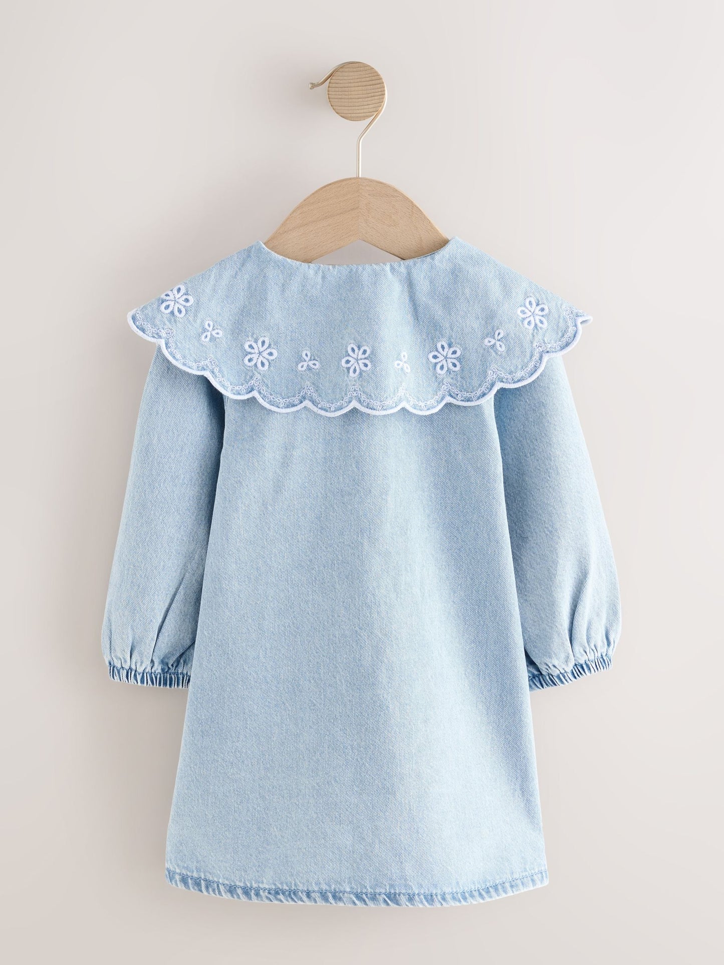 Light Blue Denim Embroidered Collar Dress (3mths-8yrs)