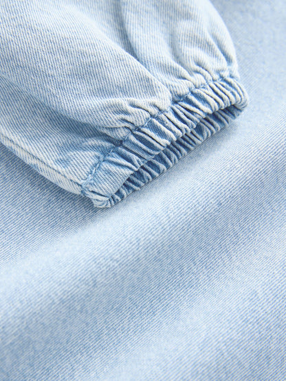 Light Blue Denim Embroidered Collar Dress (3mths-8yrs)