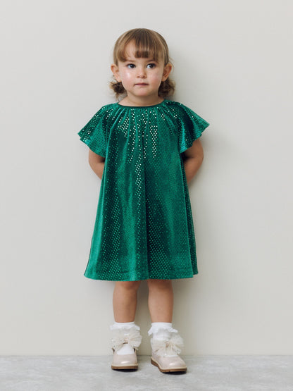 Forest Green Sequin Velvet Party Dress (3mths-8yrs) image 1