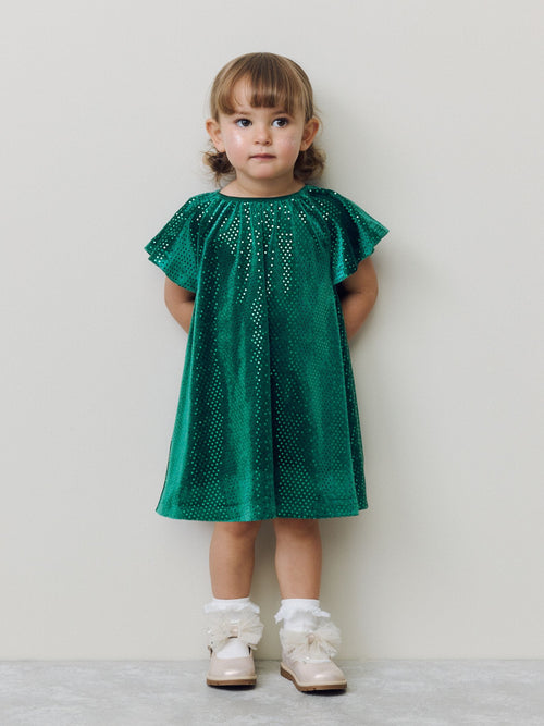 Forest Green Sequin Velvet Party Dress (3mths-8yrs) image 1