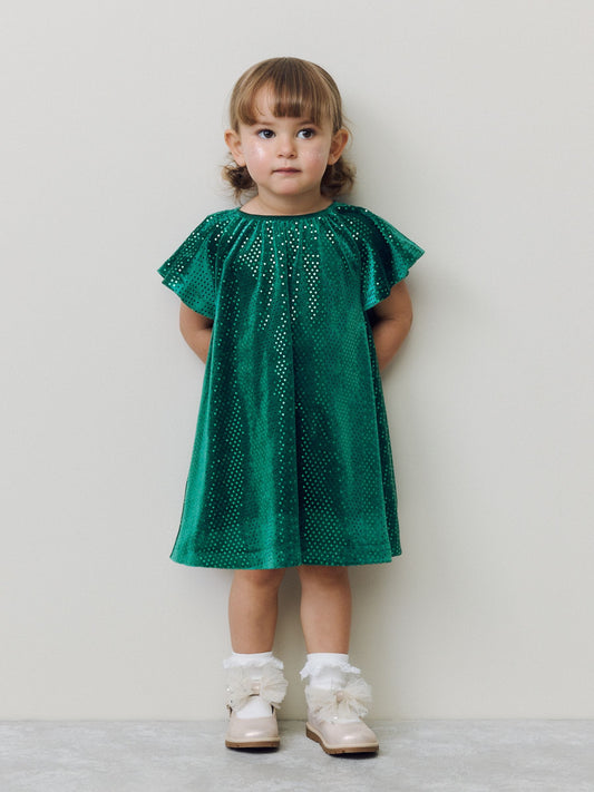 Forest Green Sequin Velvet Party Dress (3mths-8yrs) image 1