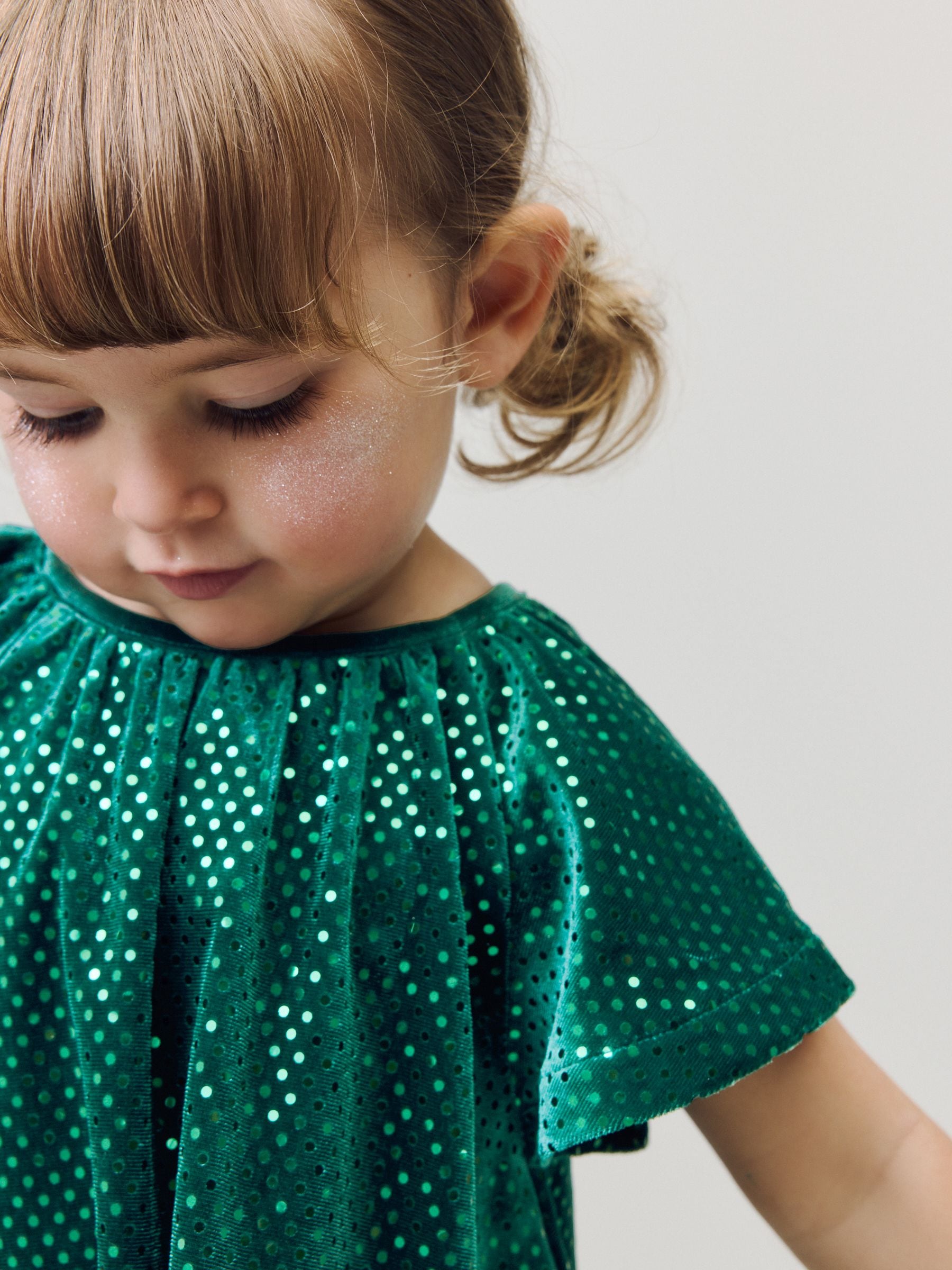 Forest Green Sequin Velvet Party Dress (3mths-8yrs) image 2