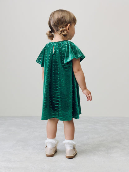 Forest Green Sequin Velvet Party Dress (3mths-8yrs) image 3