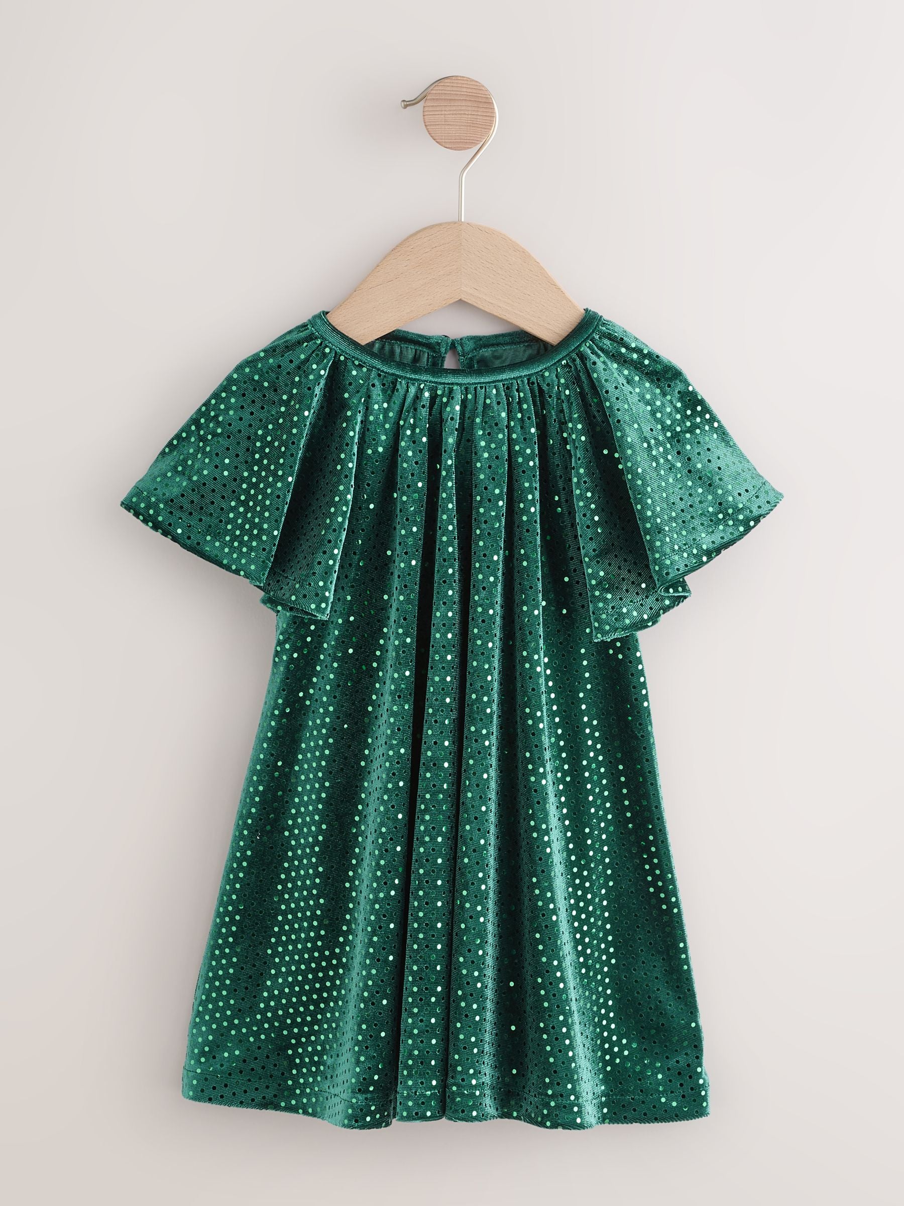 Forest Green Sequin Velvet Party Dress (3mths-8yrs) image 4