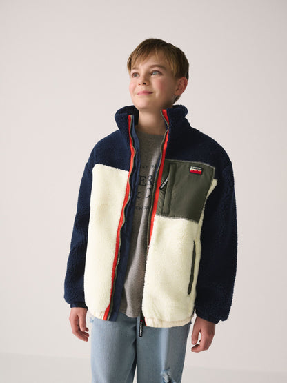Dsiney Kidz - Superdry Navy Borg Zip Through Jacket image 1
